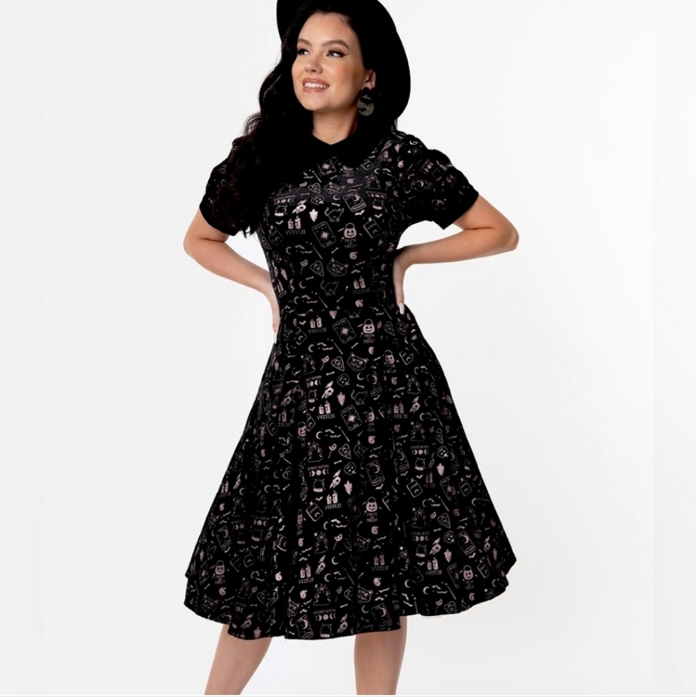 Spooky Velvet Swing Dress